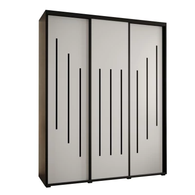 Šatní skříň YVONA 8 - 190/45 cm, černá / bílá / černá