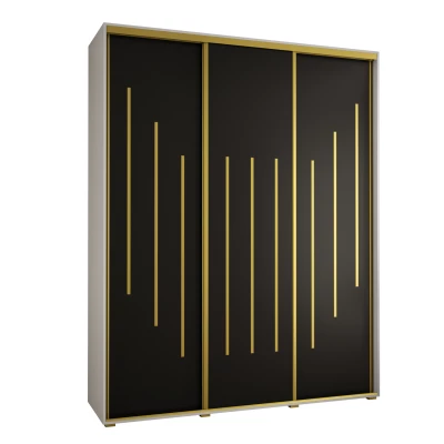 Šatní skříň YVONA 8 - 190/45 cm, bílá / černá / zlatá