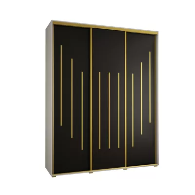 Šatní skříň YVONA 8 - 190/45 cm, bílá / černá / zlatá