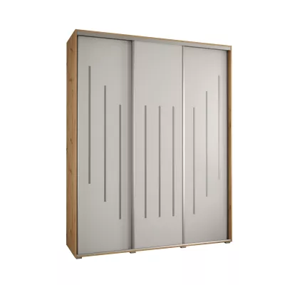 Šatní skříň YVONA 8 - 200/45 cm, dub artisan / bílá / stříbrná