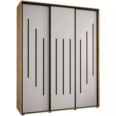 Šatní skříň YVONA 8 - 200/45 cm, dub artisan / bílá / černá