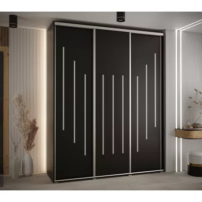 Šatní skříň YVONA 8 - 200/45 cm, černá / stříbrná