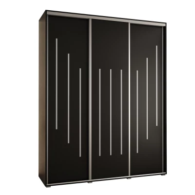 Šatní skříň YVONA 8 - 200/45 cm, černá / stříbrná