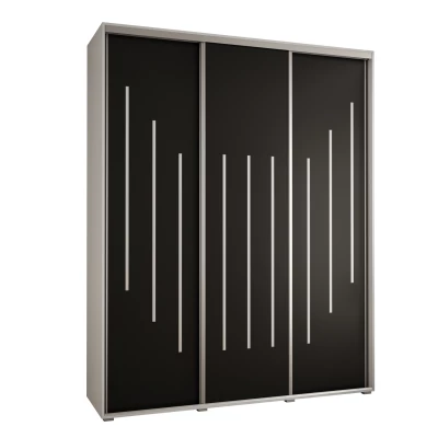 Šatní skříň YVONA 8 - 200/45 cm, bílá / černá / stříbrná