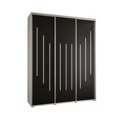 Šatní skříň YVONA 8 - 200/45 cm, bílá / černá / stříbrná