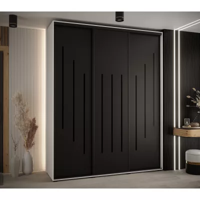 Šatní skříň YVONA 8 - 200/45 cm, bílá / černá / černá