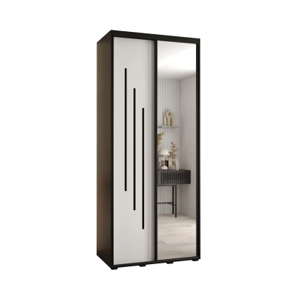 Šatní skříň YVONA 9 - 100/45 cm, černá / bílá / černá