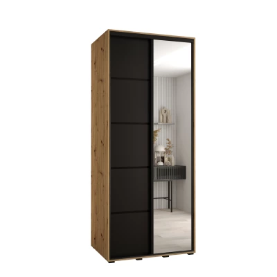 Šatní skříň YVONA 5 - 110/60 cm, dub artisan / černá / černá