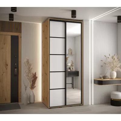 Šatní skříň YVONA 5 - 120/60 cm, dub artisan / bílá / černá
