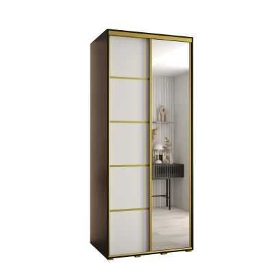 Šatní skříň YVONA 5 - 120/60 cm, černá / bílá / zlatá