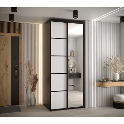 Šatní skříň YVONA 5 - 120/60 cm, černá / bílá / černá