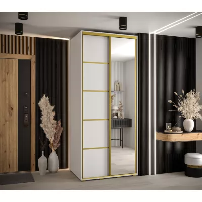 Šatní skříň YVONA 5 - 120/60 cm, bílá / zlatá
