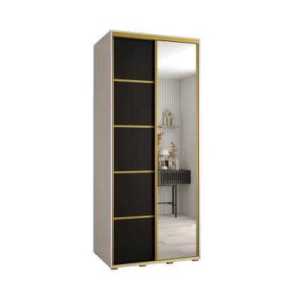 Šatní skříň YVONA 5 - 120/60 cm, bílá / černá / zlatá
