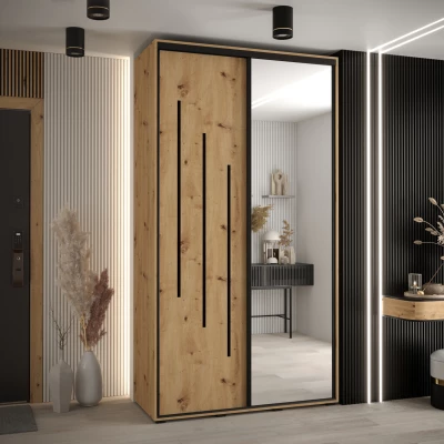 Šatní skříň YVONA 9 - 130/45 cm, dub artisan / černá