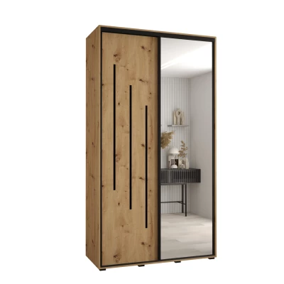 Šatní skříň YVONA 9 - 130/45 cm, dub artisan / černá