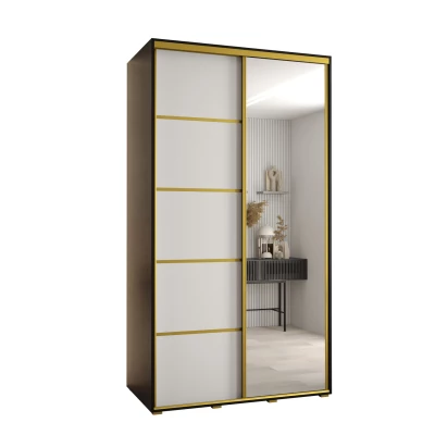 Šatní skříň YVONA 5 - 140/60 cm, černá / bílá / zlatá