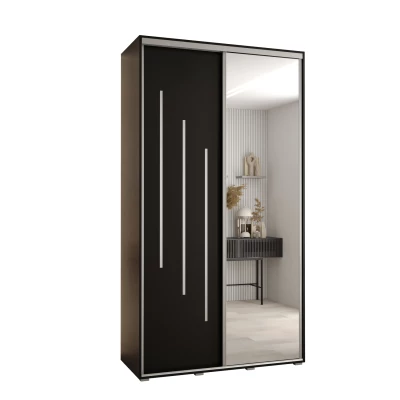 Šatní skříň YVONA 9 - 140/45 cm, černá / stříbrná