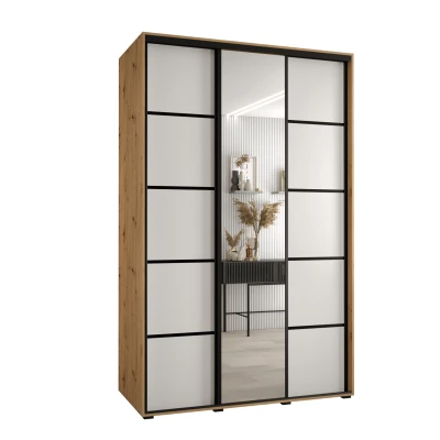 Šatní skříň YVONA 5 - 150/60 cm, dub artisan / bílá / černá