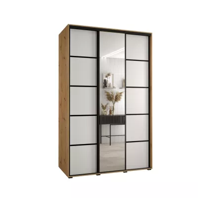 Šatní skříň YVONA 5 - 150/60 cm, dub artisan / bílá / černá