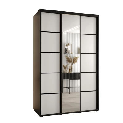 Šatní skříň YVONA 5 - 150/60 cm, černá / bílá / černá