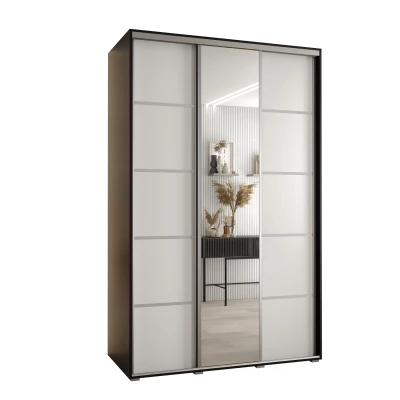 Šatní skříň YVONA 5 - 150/60 cm, černá / bílá / stříbrná