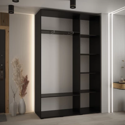 Šatní skříň YVONA 9 - 150/45 cm, černá / dub artisan / černá