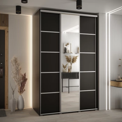 Šatní skříň YVONA 5 - 160/60 cm, černá / stříbrná