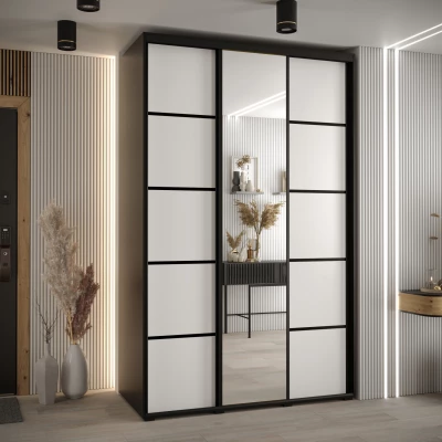 Šatní skříň YVONA 5 - 160/60 cm, černá / bílá / černá