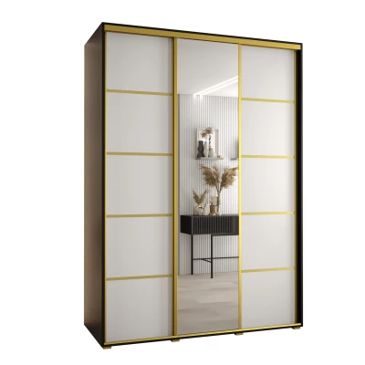 Šatní skříň YVONA 5 - 170/60 cm, černá / bílá / zlatá
