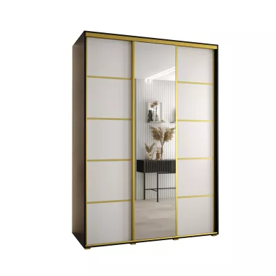 Šatní skříň YVONA 5 - 170/60 cm, černá / bílá / zlatá