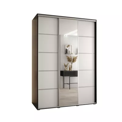 Šatní skříň YVONA 5 - 170/60 cm, černá / bílá / stříbrná