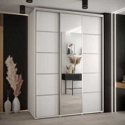 Šatní skříň YVONA 5 - 170/60 cm, bílá / stříbrná