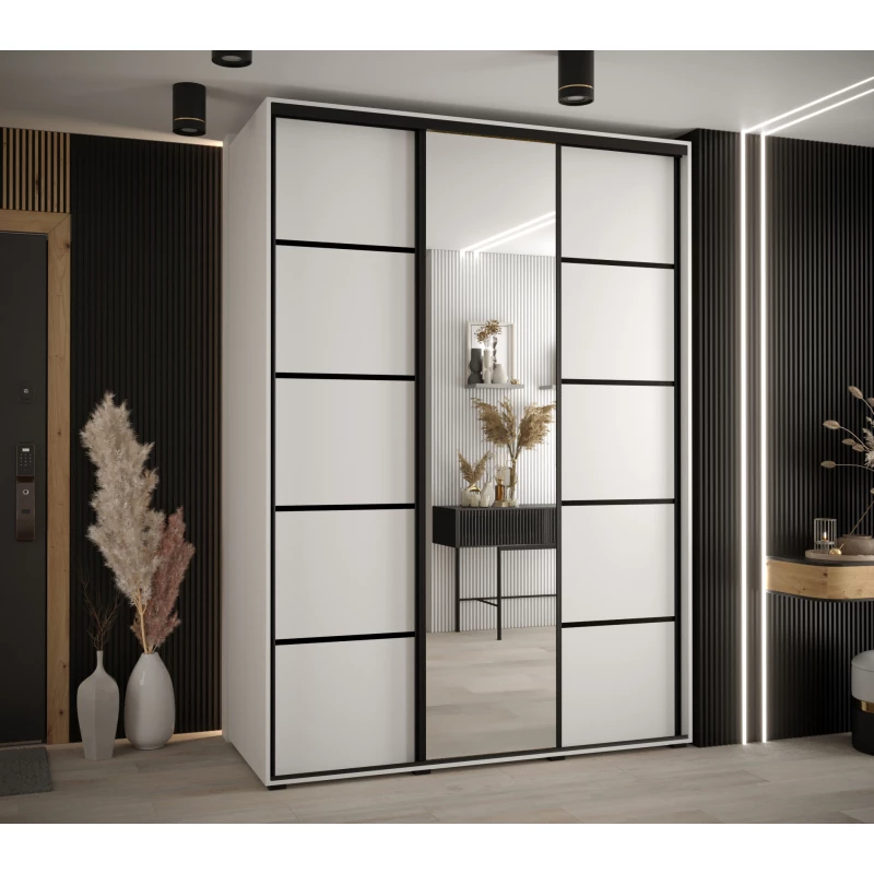 Šatní skříň YVONA 5 - 170/60 cm, bílá / černá