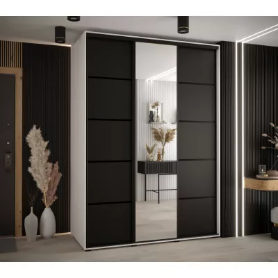 Šatní skříň YVONA 5 - 170/60 cm, bílá / černá / černá
