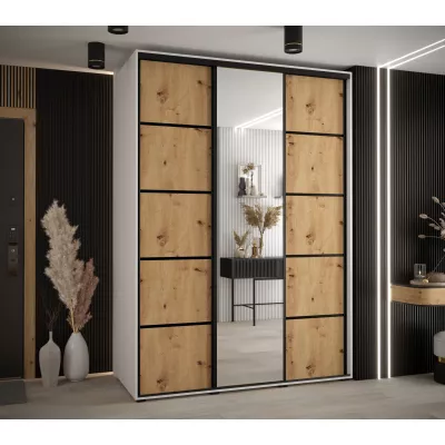 Šatní skříň YVONA 5 - 170/60 cm, bílá / dub artisan / černá