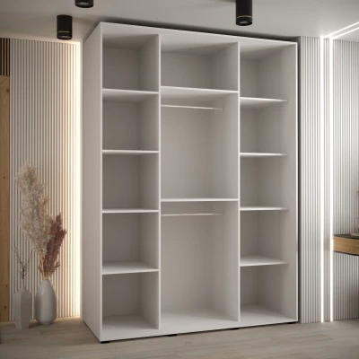 Šatní skříň YVONA 5 - 170/60 cm, bílá / černá / zlatá