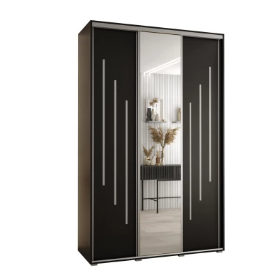 Šatní skříň YVONA 9 - 160/45 cm, černá / stříbrná