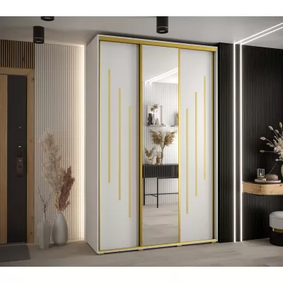 Šatní skříň YVONA 9 - 160/45 cm, bílá / zlatá