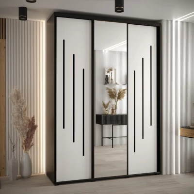 Šatní skříň YVONA 9 - 170/45 cm, černá / bílá / černá