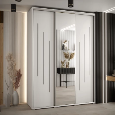 Šatní skříň YVONA 9 - 170/45 cm, bílá / stříbrná