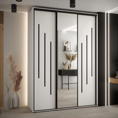 Šatní skříň YVONA 9 - 170/45 cm, bílá / černá