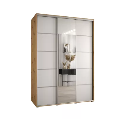 Šatní skříň YVONA 5 - 180/60 cm, dub artisan / bílá / stříbrná