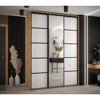 Šatní skříň YVONA 5 - 180/60 cm, dub artisan / bílá / černá