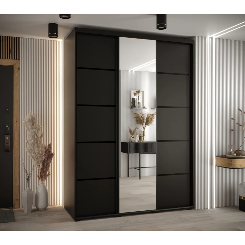 Šatní skříň YVONA 5 - 180/60 cm, černá / černá