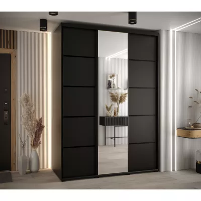 Šatní skříň YVONA 5 - 180/60 cm, černá / černá