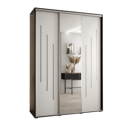 Šatní skříň YVONA 9 - 180/45 cm, černá / bílá / stříbrná