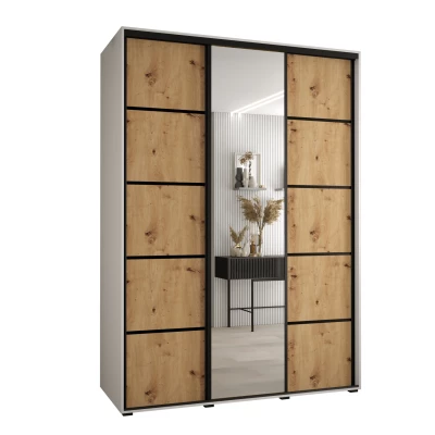 Šatní skříň YVONA 5 - 180/60 cm, bílá / dub artisan / černá