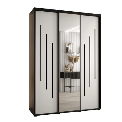 Šatní skříň YVONA 9 - 180/45 cm, černá / bílá / černá