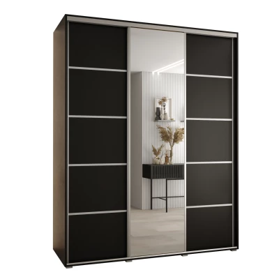 Šatní skříň YVONA 5 - 190/60 cm, černá / stříbrná