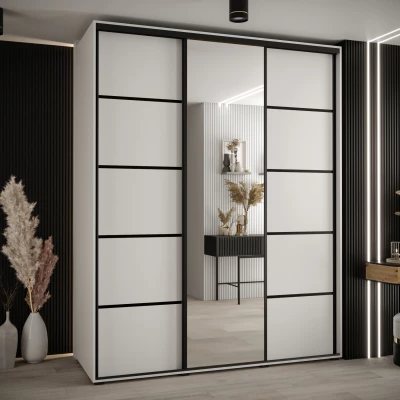 Šatní skříň YVONA 5 - 190/60 cm, bílá / černá